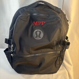 lululemon athletica Black Backpack with Red Monogram